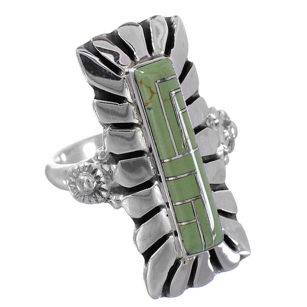 Turquoise Inlay Authentic Sterling Silver Southwest Ring Size 8-1/2 AX94074